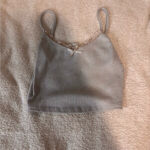 Urban Renewal Gray Lace-Trimmed Top